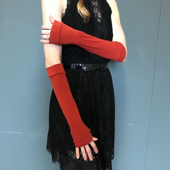 Trixy Xchange Accessories - Handmade Orange Elbow Length Arm Warmers